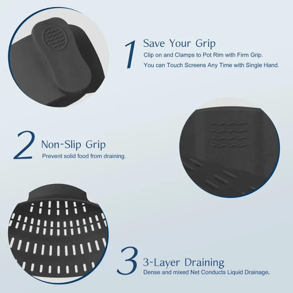 Sieb Silikon Topfsieb Verstellbares Silikon Clip-On Sieb für Töpfe Pfannen und Schüsseln Küche Küchenartikel