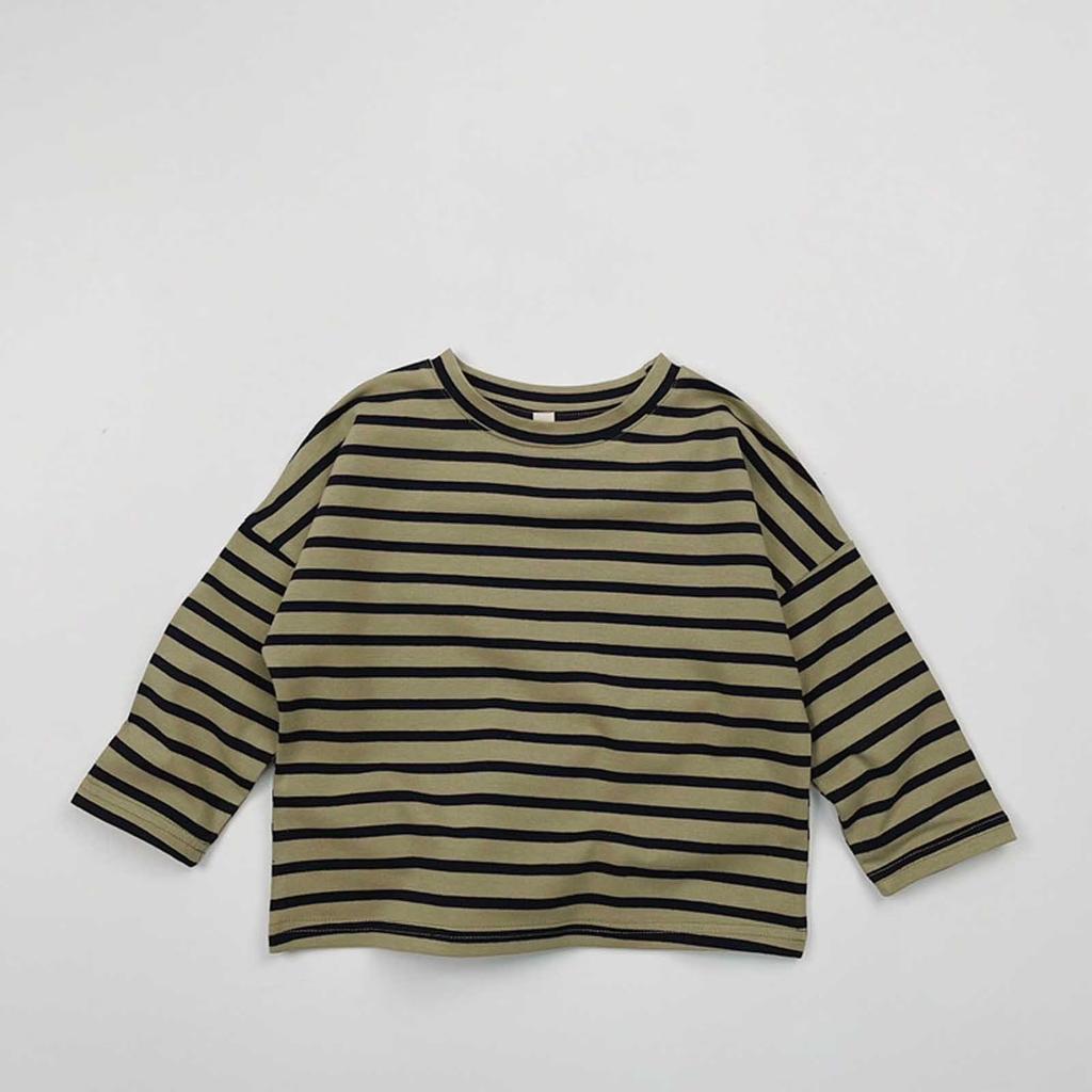 Kids Long Sleeve T Shirt Casual Loose Fit Striped Print Crew Neck Top for Boys and Girls Comfortable Everyday Wear