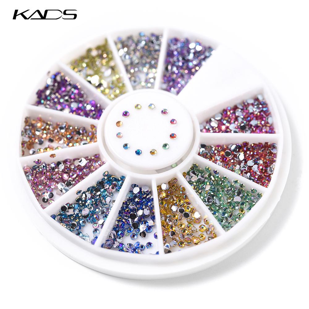 kads 1.5MM Circle AB Color 600pcs 12 Colors Rhinestones Wheel Nail Art Decorations Manicure Shine Diamond Nails Decoration