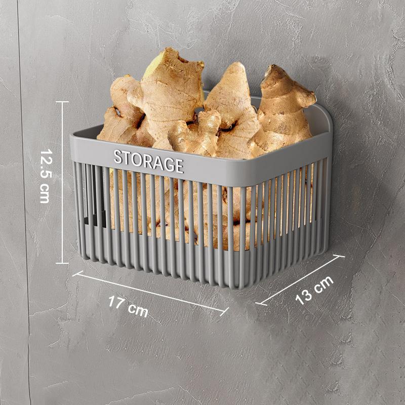 Wall Mounted Kitchen Storage Basket Bathroom Shelf Durable Storage Of Spices Garlic Onions And Vegetables High Quality