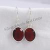Oval Garnet Earrings: 925 Sterling Silver Bezel Earring