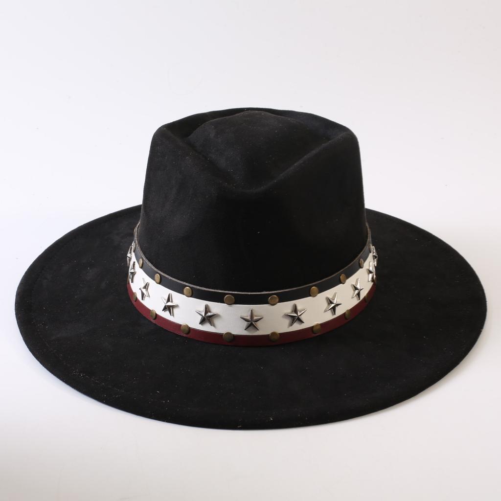 Popular European and American Style Suede Big-brimmed Top Hat, Men's and Women's Classic Fashion Western Cowboy Hat