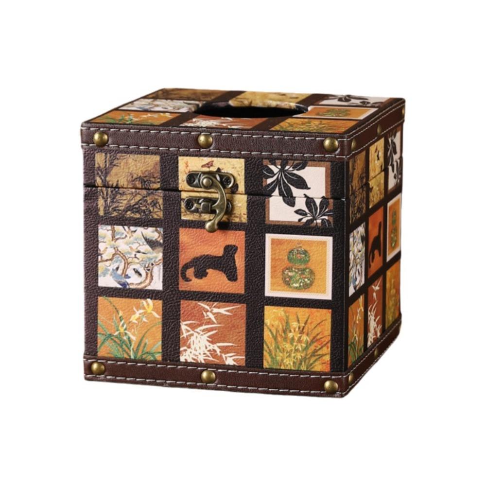 

Square Storage Box Exquisite Luxury Napkin Box Durable Wooden Tissue Box Restaurant Use Style 4