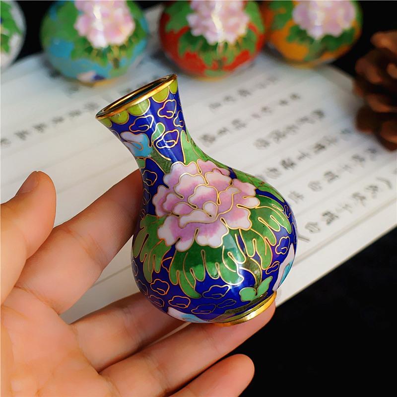 Handmade Beijing Cloisonne Vase Miniature Decor Traditional Chinese Craft Non Heritage Artwork
