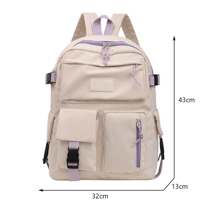 Canvas Women's Backpack Students School Bags for Girls Teenager Cute Multi-pocket Schoolbag Rucksack Handbags Laptop Backpack