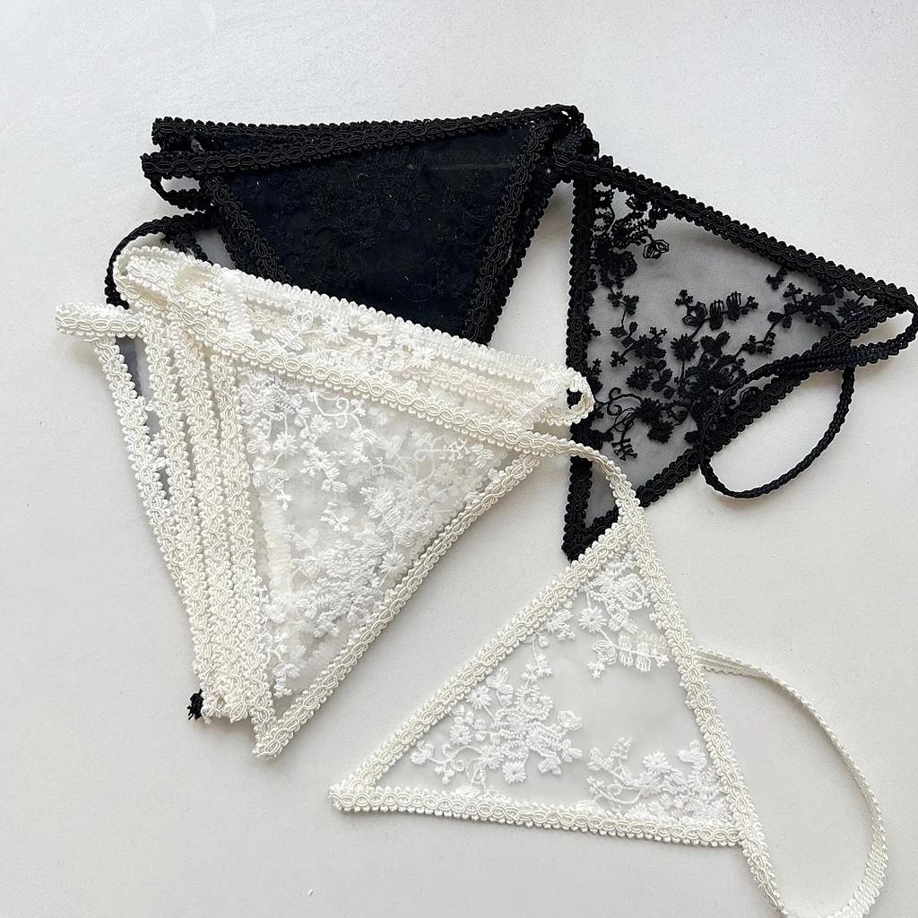 Romantic Lace Fabric Flower Garland Pennant Girls Room Wall Hanging Banner for Kids Birthday Baby Shower Wedding Party Decor