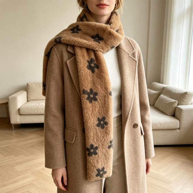 Thickened Plush Scarf with Warm Texture and AntiStatic Design for Adult Teens Cold and Breezy Weather Winter Activity Wear