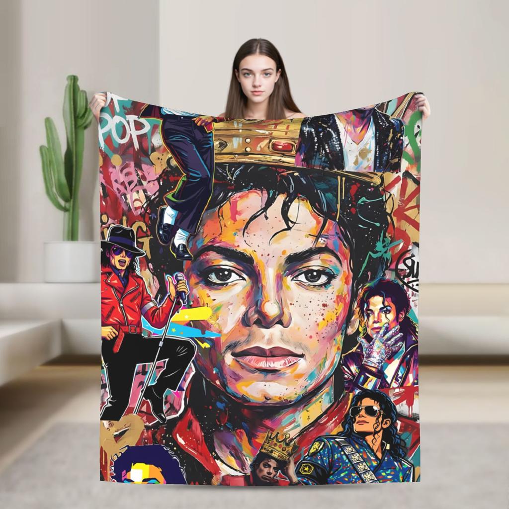 Michael Jackson Blanket Soft Warm Graphic Plush Throw Blanket For Bedroom Travel Flannel Bedspread Bed Cover