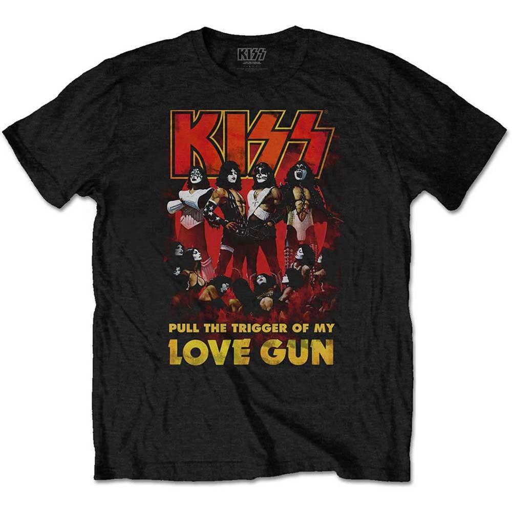KISS Love Gun Светящаяся облегающая футболка Большой черный унисекс футболка S