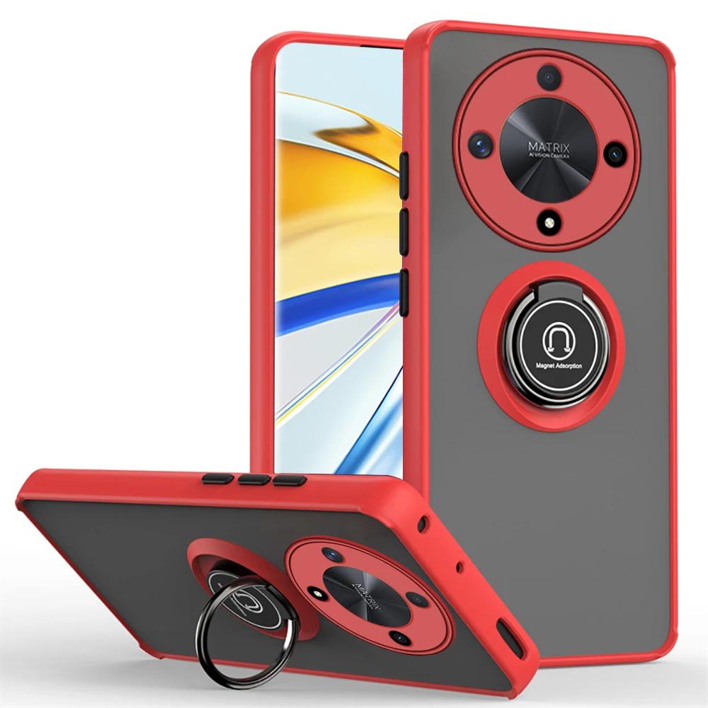 Shockproof Matte Magnetic Case For Honor X5 X6 X7B X8B X9B Play30 plus X30 Magic 4 50 6 Lite Hard Covers With Finger Ring Holder
