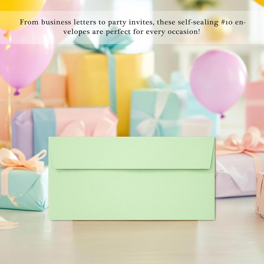 50 Pack Business Envelopes #10, 4.13 x 9.49 Inches Colored Envelopes Self Seal for Business, Invoices, Letter Mailing, Office Checks