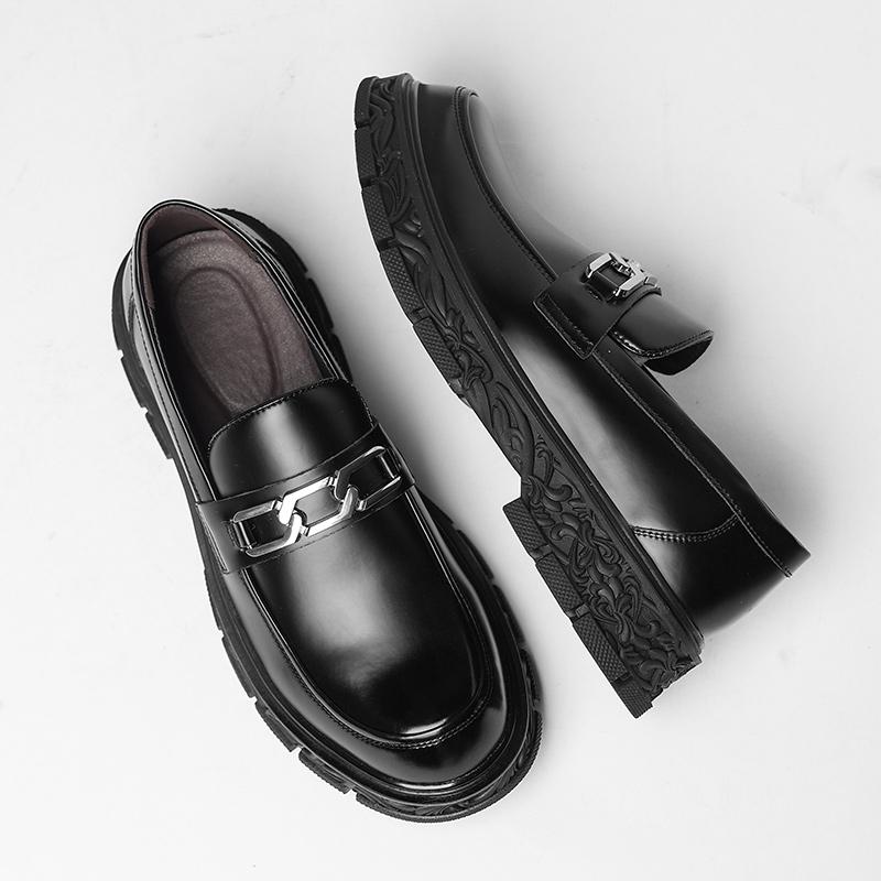 Men Leather Casual Platform Loafers Slip-On High Quality Thick Bottom Oxford Shoes Wedding Shoes JZ-90053