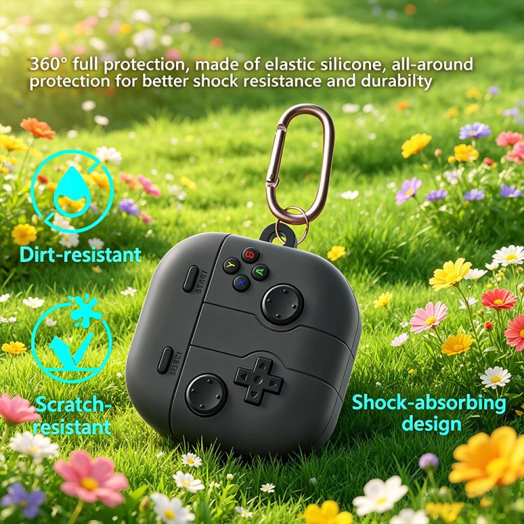 XDcase Retro Game‑Console Silicone Earbuds Case for Galaxy Buds4 / 4 Pro, Shockproof Cover with Carabiner