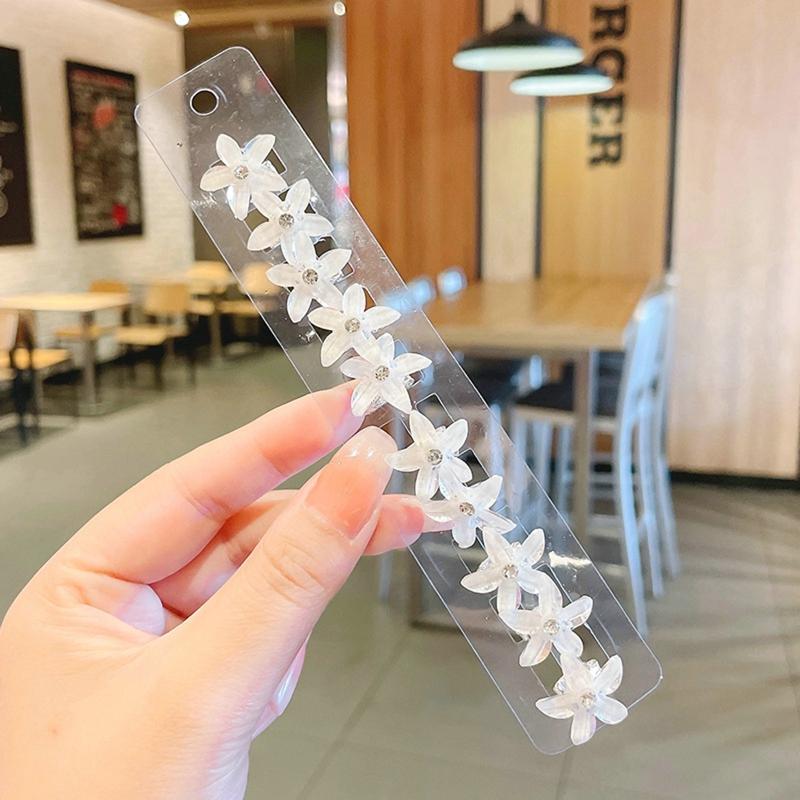 

10 шт./компл. заколки для волос с цветами и стразами, когти для волос для девочек, детские модные заколки для волос, милые головные уборы, аксессуары для волос белый