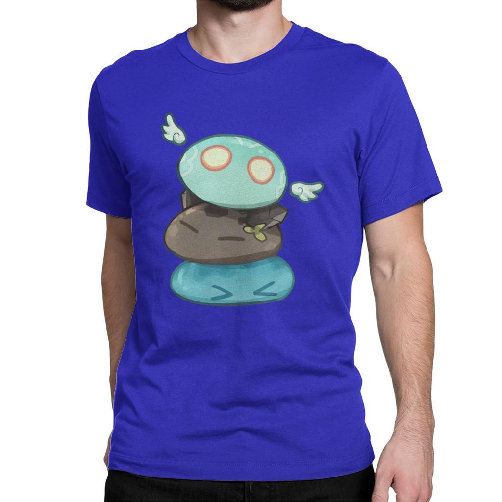 Anemo Hydro Slime Genshin Impact Slime Stack T Shirts Men S Cotton Vintage T Shirts