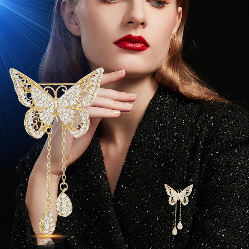 Exquisite Zircon Butterfly Brooch For Women'S Clothing Dress Badge Pin Party Jewelry Gift