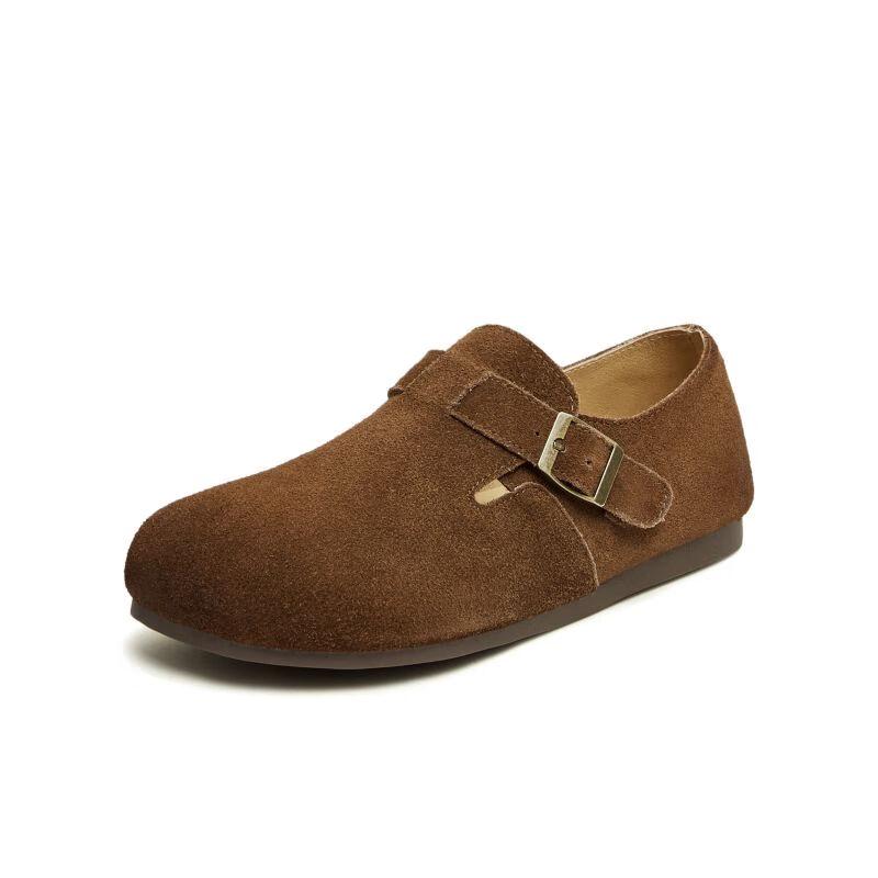 TEENMIX Women s Retro Casual Buckle Flat Shoes 37