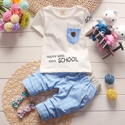Zomer kinderkleding katoen tweedelig jongens T-shirt korte mouw broek LE-zakset