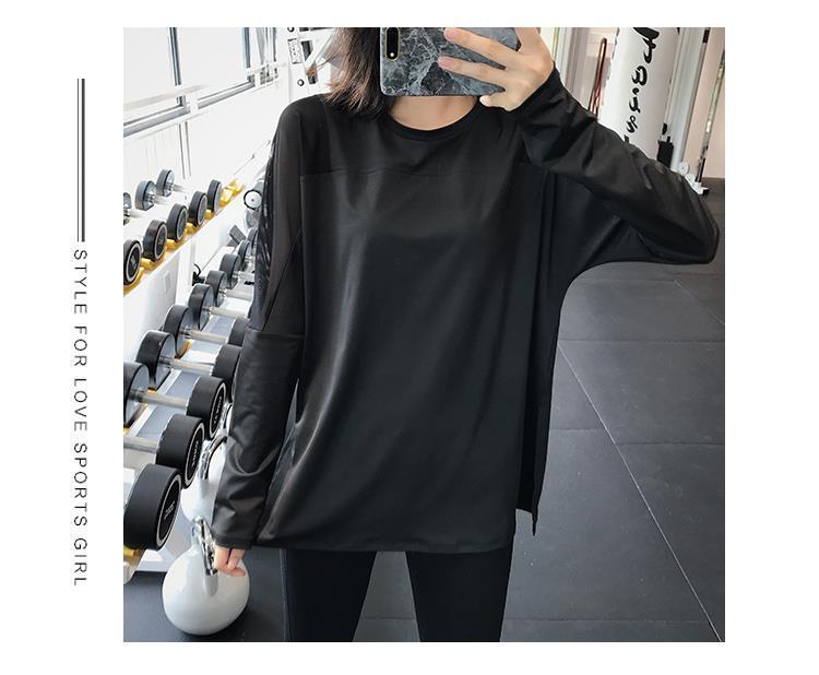 Dámský rychleschnoucí top s dlouhým rukávem na jógu - Prodyšný, ležérní, volný střih pro běh a fitness