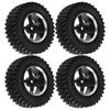 4Pcs Remote Control Metal Wheel Hub Rubber Tires Replacement for MN86 1 12 RC CarBlack