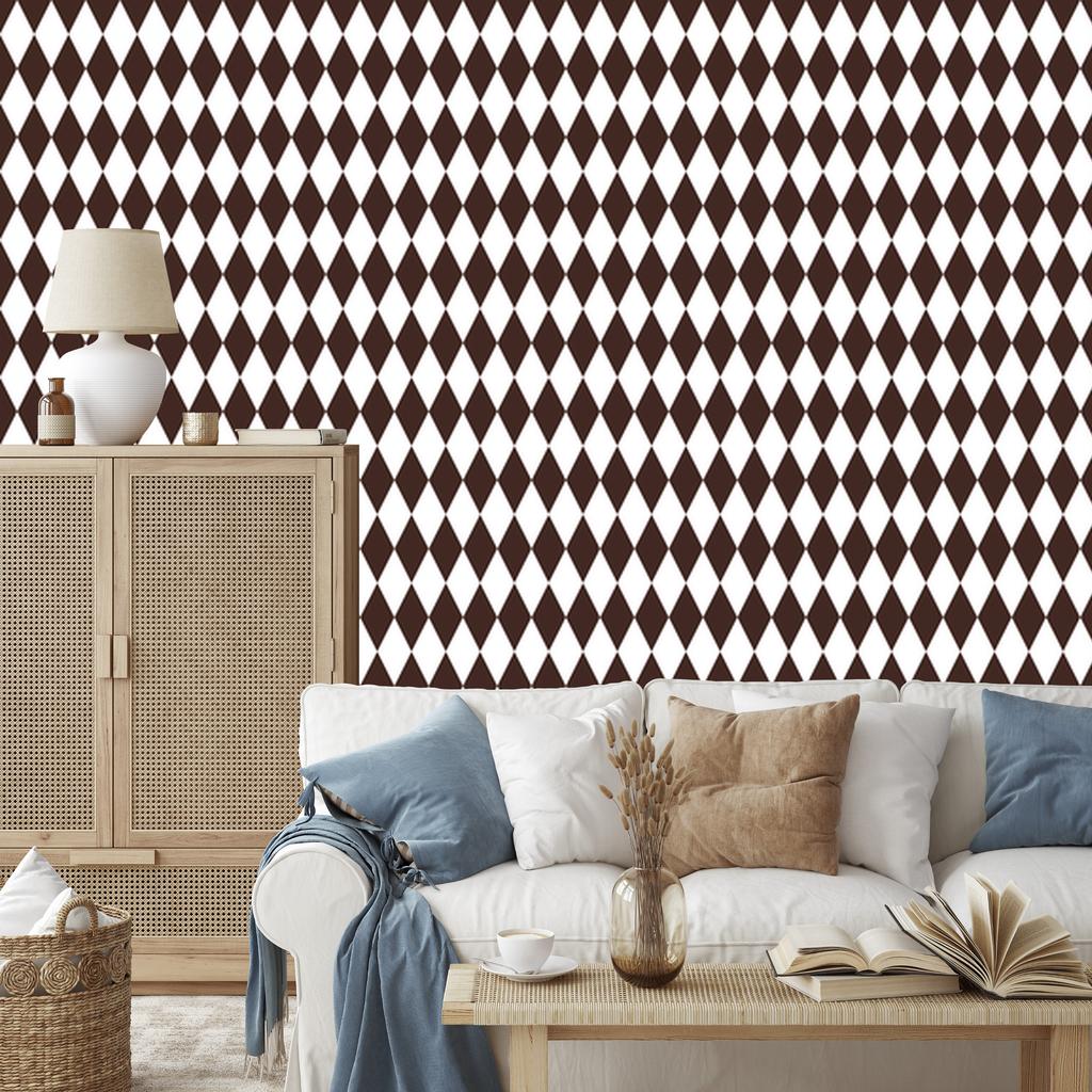 Harlequin Diamonds Wallpaper Light Gray and White 50x1000