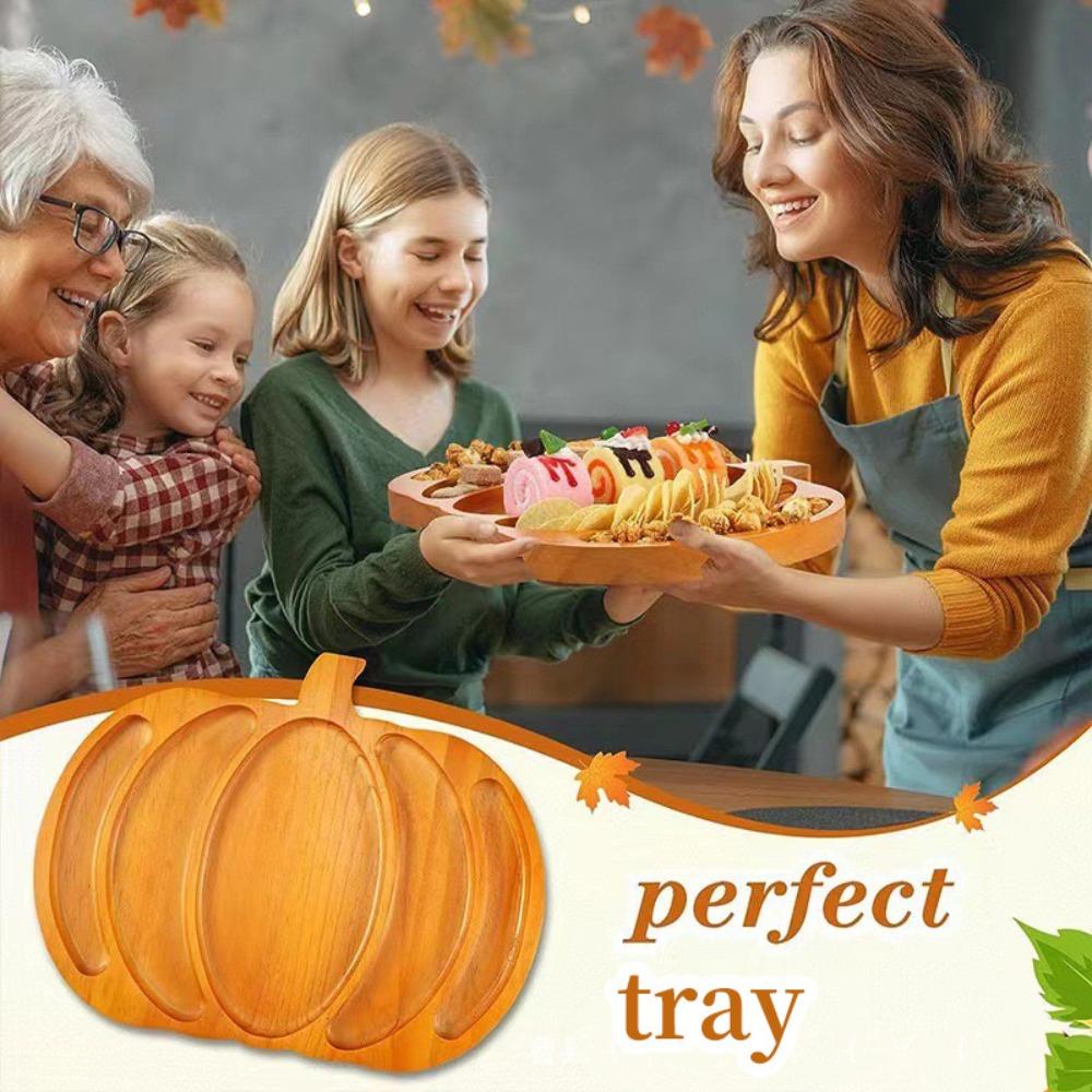 5 Grid Snack Serving Plate with Compartment Nut Platter Halloween Pumpkin Snack Tray Tea Table
