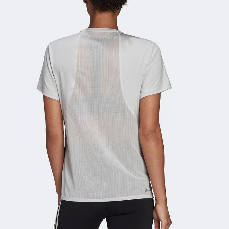 Adidas Solid Color Logo Crew Neck T-Shirt Women Tops Grey White HD9542