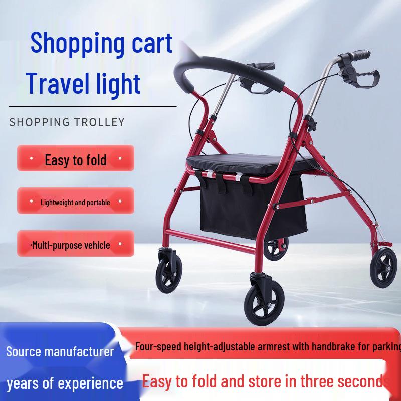Korean Folding Walker with Wheels – Walking Aid and Shopping Cart