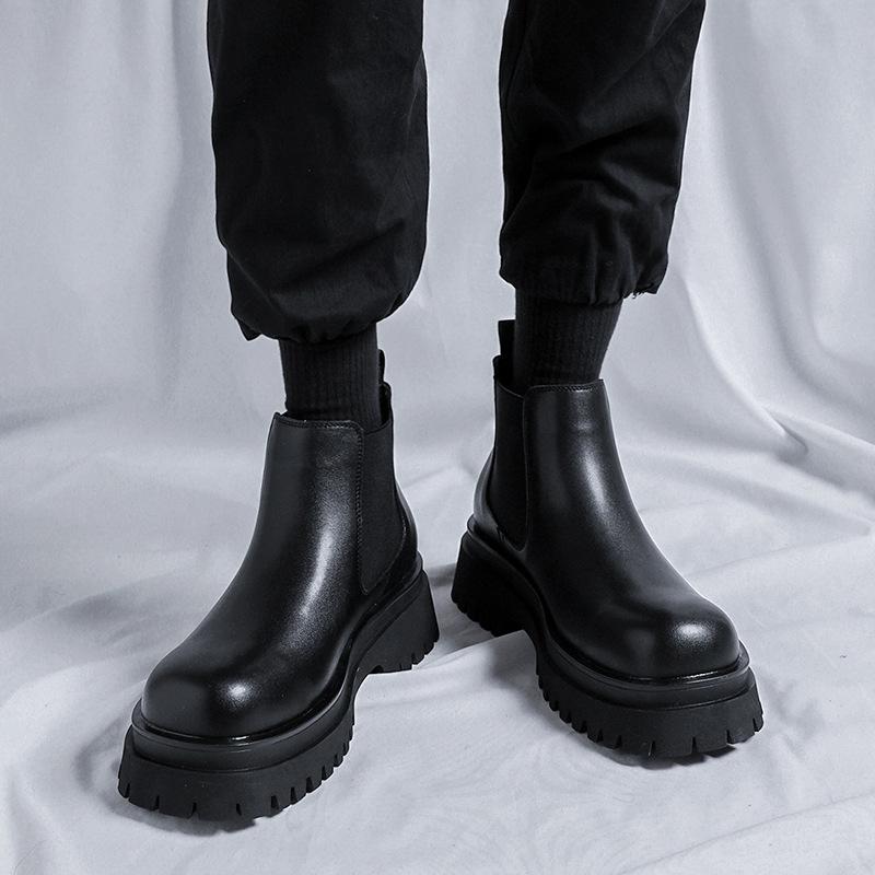 Martin boots men's British style high-top tooling shoes Chelsea leather boots men's heightening trend men's boots 182182-R