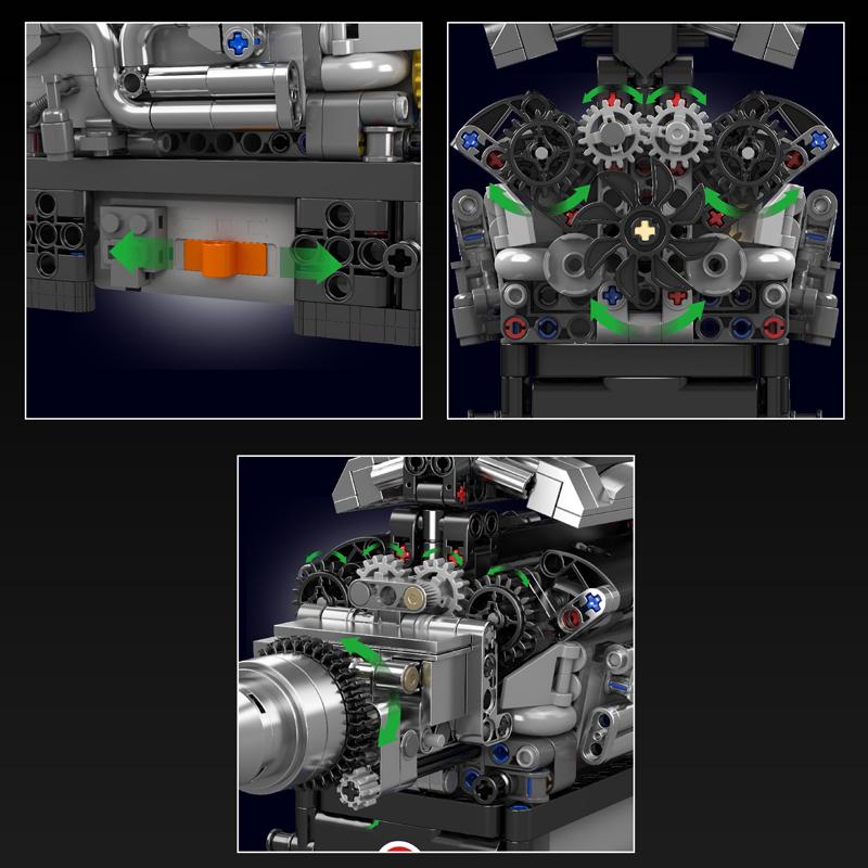 Mould King 10205 The RR Luxury Car V12 Engine Building Block Assembly Car Brick Set Technical Car Toys Kids Christmas Gift