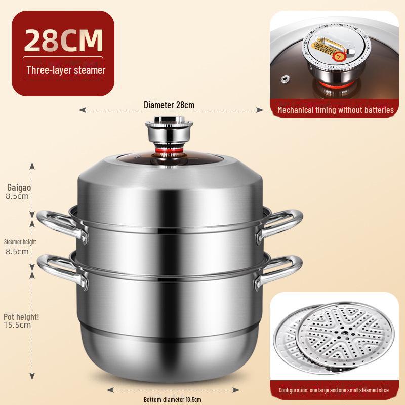 "Stainless Steel Multi-Layer Household Soup Steamer"