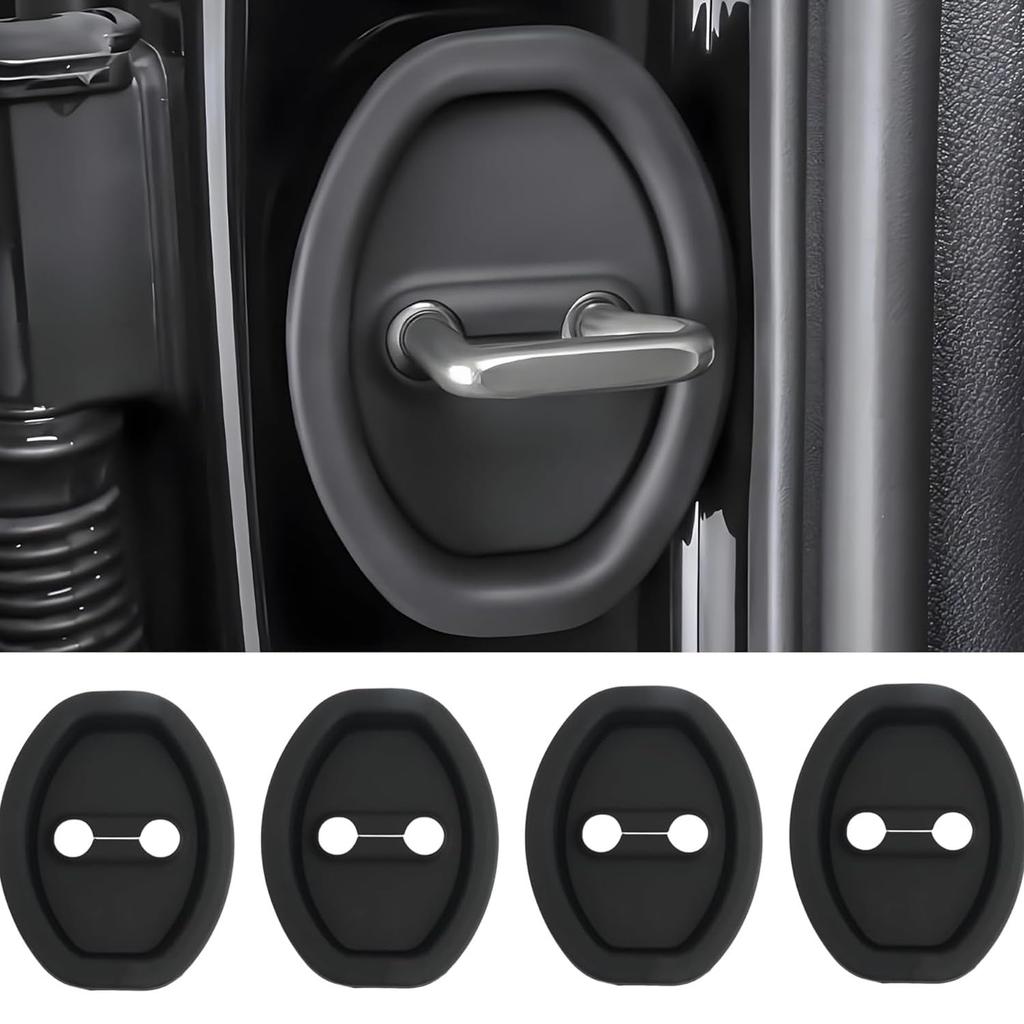 Set of 4 Black Car Door Lock Silicone Door Easy Protective Buckle Universal Fit for Cars Covers, Strikers, Anti-Rust, Installation, Decorative,