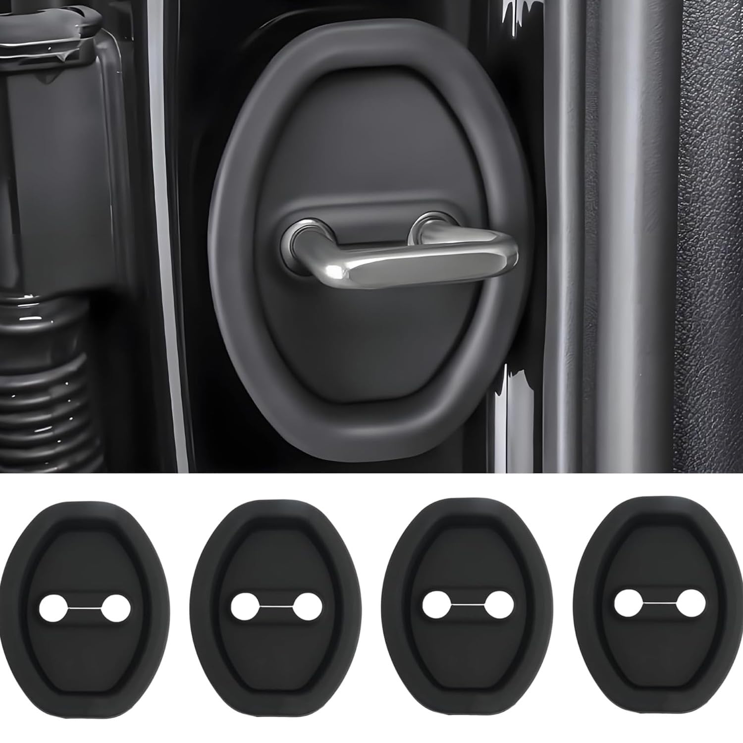 

Door Lock Cover for Cars, Silicone Door Striker, Rustproof, Stick-on Type, Easy Installation, Car чёрный