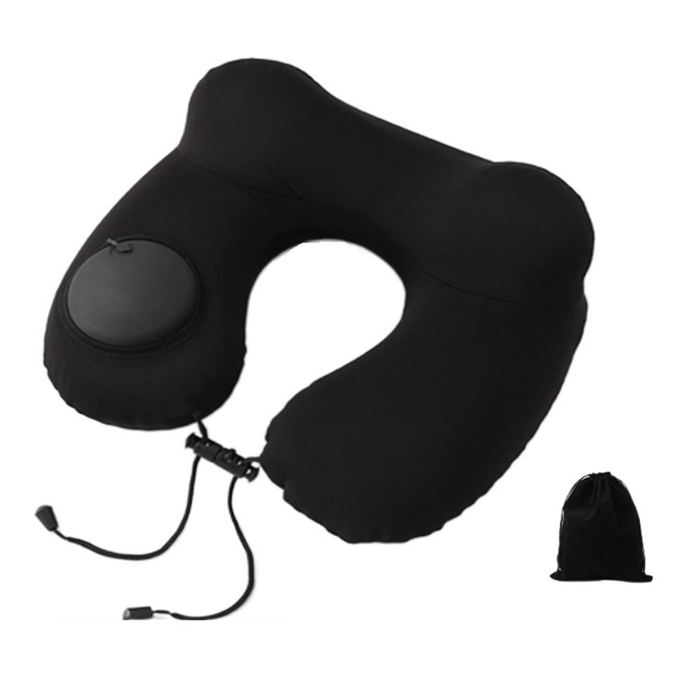 Inflatable U-Shaped Travel Pillow Ice Silk Neck Support Cushion Convenient Neckrest Pad  Airplane
