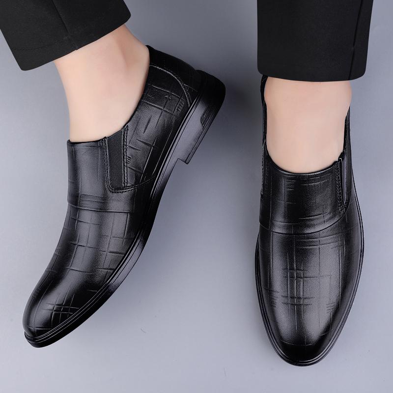 Fashion British Style Shiny Mens Dress Shoes Fashion Genuine Leather Male Business Flat Shoes Breathable Men Formal Office Working Shoes