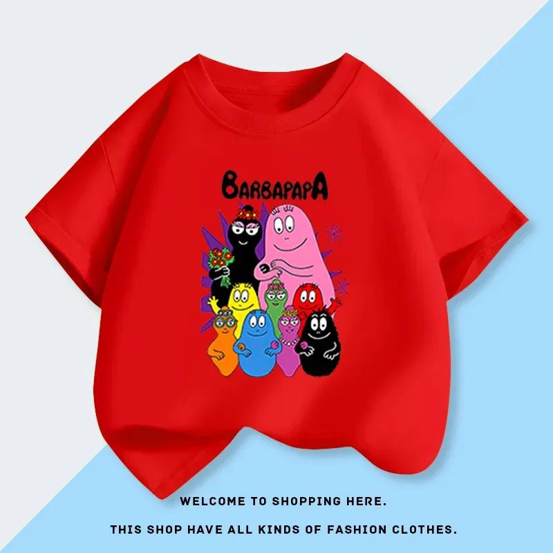 Summer New Product Barbapapa Shortsleeved Tshirts Shorts Childrens Luxury Tops Comfortable Shorts Casual Pure Cotton