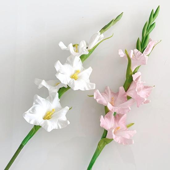Künstliche Gladiolenblumen 22" Real Touch Blume mit langem Stiel 4 volle Blüten und 1 Knospe Gefälschte Orchidee für Vase