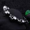 Punk Stainless Steel Lots of Skull Charm Bracelet for Men 20.5cm Metal Biker Party Jewelry Chunky Gothic Accessory
