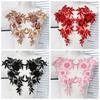 1pair Rhinestone Tube Beaded Sequin Embroidery Sewing Patch DIY White Flower Lace Bodice Applique Handmade Embroidered Flower