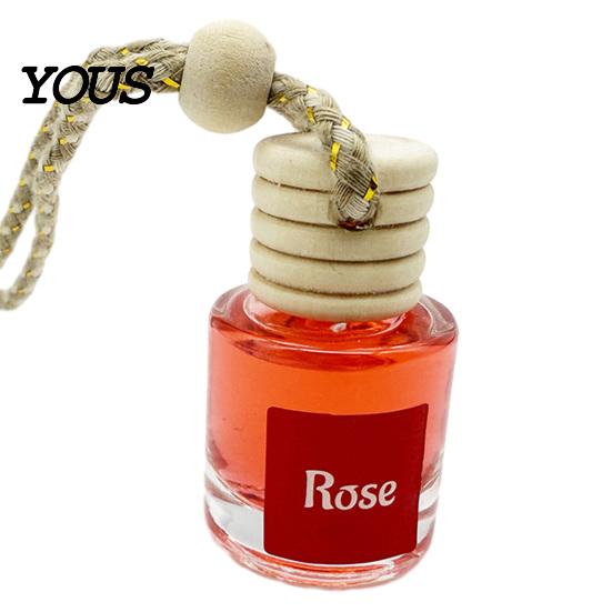 Compact Car Air Diffuser Hanging Aromatherapy, Glass Bottle with Volatile Wooden Stopper Diffuser, Portable Perfume Essential Oil Freshener