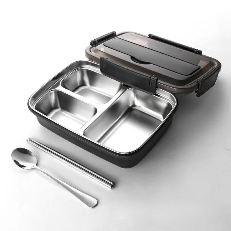 Stainless Steel Lunch Box Portable Bento Box with Spoon Chopsticks чёрный 3080₽