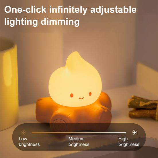 Night Light Dimmable 2 Lighting Modes Indoor/Outdoor Electric Fireplace Lamp Realistic Flickering Flame