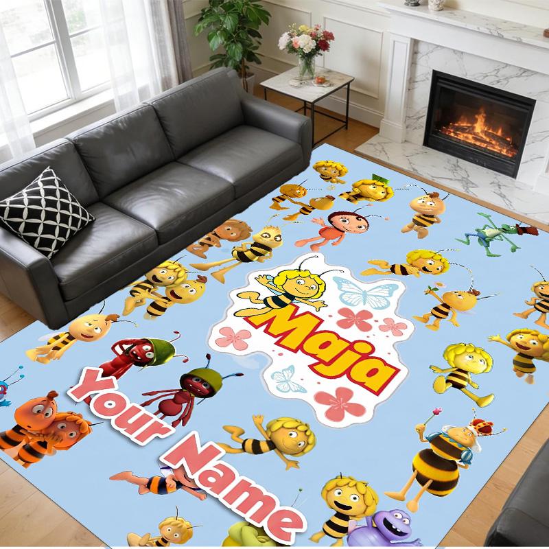 Crystal Velvet Rug Custom Name Text, Soft Non Slip Floor Mat Home DecorDie Biene Maja