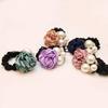 Fashion Women Faux Pearls Rose Flower Hair Band Rope Scrunchie Ponytail Holder