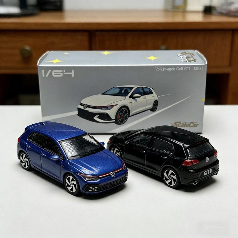Linyi Toy Car 1:64 Golf R Gti Mk8 Alloy Sports Car Model Simulation Diecast Metal Track Racing Car Vehicle Model Miniature Scale Kids Toy Gift