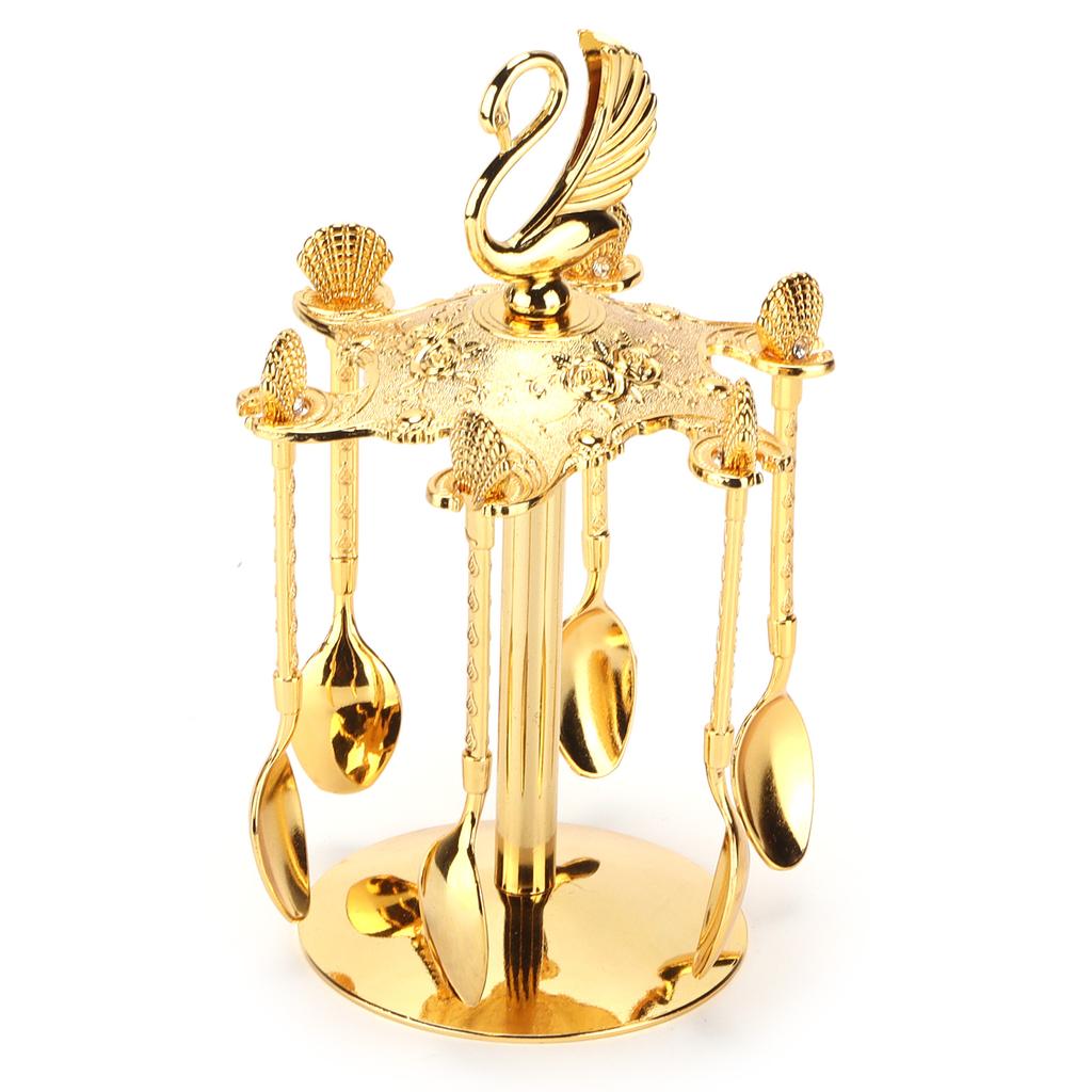 6 szt. Łyżeczka do kawy Kreatywna Złota Europejska Metalowa Łyżeczka do Deseru do Mieszania, Fotografowania, na Przyjęcie, do Lodów, Kawy