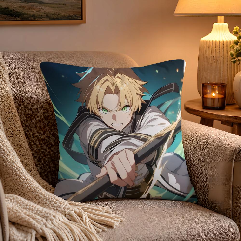 Anime MMushoku Tensei Cushion Cover Soft Plush Cushion Cover Double Print And Invisible Zipper For Sofa Home Car Use