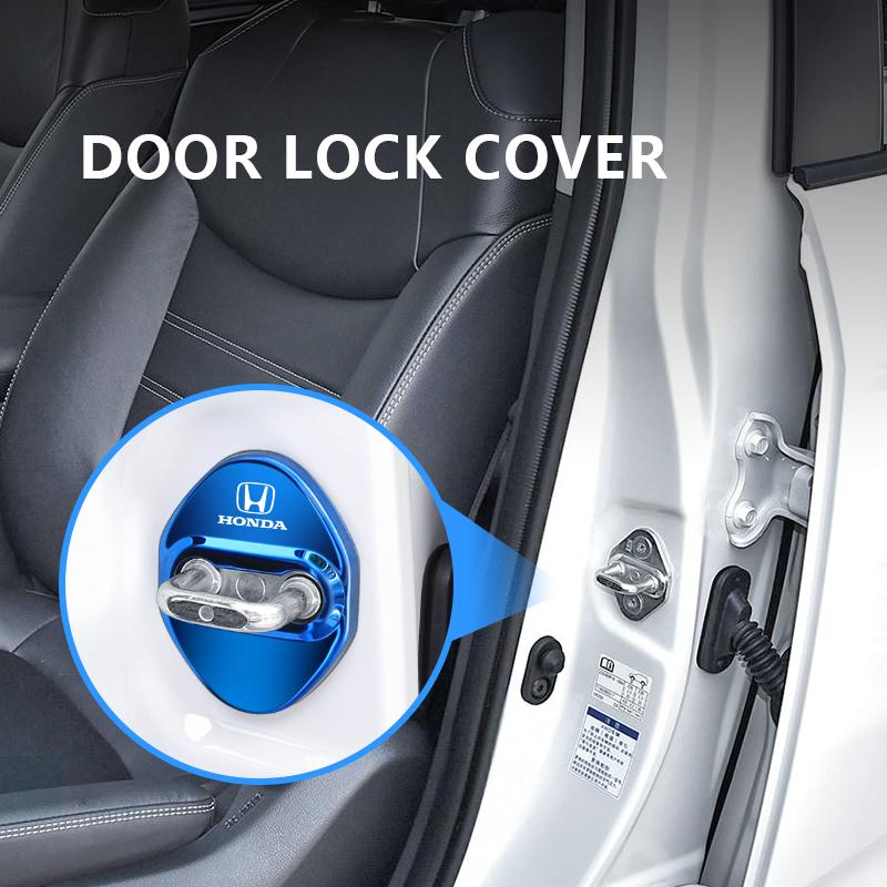 4PCS Car Door Lock Cover Stainless Steel Protection Accessories For Honda Civic FIT CRV Accord Jazz HRV Stepwgn Prelude Insight AF2