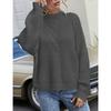 Plus Size, Plus Size Women's Casual Solid Color Jacquard Sweater - Loose Fit Long Sleeved Round Neck Pullover, Comfortable Fabric