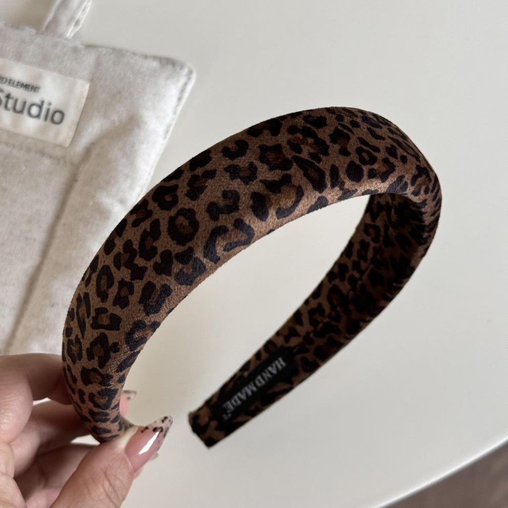 Korean Velvet Leopard Print Double Layer Hair Tie for Women